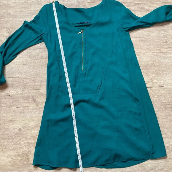 Zara Collection Teal Tunic Mini Shift Dress Size Small - Picture 9 of 12